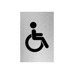 Slimline Aluminium Accessible Wheelchair Symbol Toilet Sign from ViroDisplay® – Rigid Brushed Silver 100 x 150mm – Durable Printed Surface – Self-Adhesive Fixing