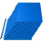 ProsourceFit Puzzle Exercise Mat ½ in, EVA Interlocking Foam Floor Tiles for Home Gym, Mat for Home Workout Equipment, Floor Padding for Kids, Blue, 24 in x 24 in x ½ in, 48 Sq Ft - 12 Tiles