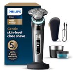 Philips Shaver i9000 Prestige, Wet & Dry Electric Shaver, Dark Slate, with Skin IQ Technology, Triple Lift & Cut System, 360 Rotating Dual SteelPrecision Blades, Quick Clean Pod, Model XP9202/30