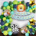 Party Propz Jungle Theme Birthday Decoration - 64Pcs Animal Theme Birthday Party Decorations Boys Girls | Animal Foil Metallic Balloons for Birthday | Jungle Safari Theme Birthday Decoration Items