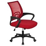 Yaheetech Adjustable Office Chair Executive Work Chair Mid-Back Computer Chair Desk Chair with Back Support Padded Seat Rolling Wheels for Home Office Furniture Red