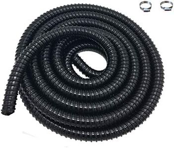 Corrugated Pond Tubing 3/4 Inches ID Aquarium Hose Waterfall Pond Hose PVC Tubing 20 Feet, Black