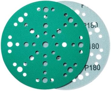 6-Inch Abrasive Sanding Discs 100 Pack 180 Grit Sandpaper, 49-Hole Hook and Loop Film Backing Sanding Discs Compatible with Sanders