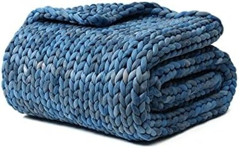 YnM Weighted Blanket, Handmade Chunky Knitted Design, Soft and Cozy, Temperature Regulating and Breathable, Machine Washable Throw for Sleep or Home Decor (Dark Blue Tie-Dyed, 80x87 Inch, 25lbs)
