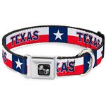 Buckle-Down DC-W32080-L Dog Collar Seatbelt, Texas Flag/Texas, 1" x 15-26"