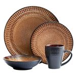 Pfaltzgraff 5217177 Cambria 16-Piece Stoneware Dinnerware Set, Dark Brown