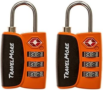2-Pack TSA Approved 3-Digit Luggage Locks with Open Alert Indicator for Travel Suitcases & Baggage | Luggage Locks | TSA Locks | Orange