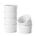 DOWAN 8 Oz Ramekins - Ramekins for Creme Brulee Porcelain Ramekins Oven Safe, Classic Style Ramekins for Baking Souffle Ramekins Ramekins Bowls, Set of 6, White