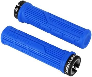 FIFTY-FIFTY Mountain Bike Grips, Single Lock-on MTB Handlebar Grips, Soft and Comfortable, Non-Slip Locking Bicycle Handle for All Mountain, Enduro, Downhill (Blue)