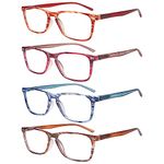 ZONLON 4 Pack Ladies Reading Glasses Blue Light Blocking, Anti Glare Stylish Spring Hinge Readers for Women (4 Multicolor, 1.50, multiplier_x)