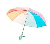 ThreeH Kid's Clear Bubble Umbrella Rainbow Surface 8 Fiber Ribs Shatterproof Easy Grip Handle Manual Open Windproof for Boys Girls Aged 3-12,Green