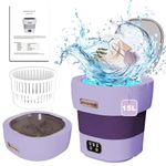 15L Portable Washing Machine, 2.1kg 2 in 1 Mini Lavadora Portatil, Mini Washer Machine, Small Smart Laundry Machine with 3 Cleaning Modes for Baby Clothes, Underwear, Camping, RV, Travel (Purple)