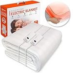 Wärmer Electric Blanket King Size - Dual Control, Fully Fitted Mattress Cover with Elasticated Skirt, 3 Heat Settings, 2 X Detachable Controllers - 203 X 152cm King