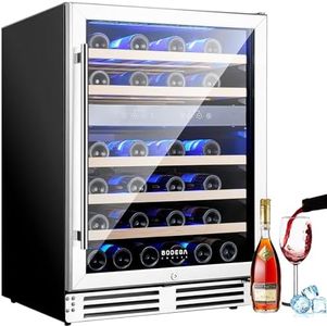 BODEGA 24 Inch Wine Cooler Refrigerator, 46 Bottle Dual Zone Wine Fridge with Double-Layer Tempered Glass Door,wine refrigerator with Temperature Memory Function, Built-in or Freestanding.