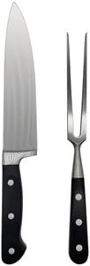 Outset Carving Set, Stainless Steel Chef's Carving Knife and Dual Pronged Meat Fork
