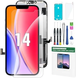 FFtopu iPhone 14 Screen Replacement Kit 6.1" LCD Display 3D Touch Full HD Digitizer Full Assembly Repair Kits Waterproof Frame Sticker+Screen Tempered Protector for A2649 A2881 A2884 A2883 A2882