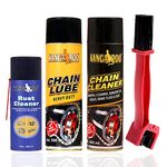 Kangaroo® Chain Lube, Chain Cleaner 500 ML With Rust Remover 150 ML and Chain Cleaner Brush (Large Pack)