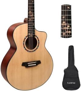 Kadence 40" Acoustic Guitar FR77 Spruce Wood with Rosewood Freatboard, Specially Designed Fret Inlays, Rosette, Learning Course and Bag (Natural)