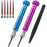 Glasses Repair Screwdriver Set Precision Small Screw Driver Multifunctional Repair Drivers Tool Kit with Tweezers for Sunglass Watch Clock Spectacle Electronics Phone Camera Jewelry 3PCS