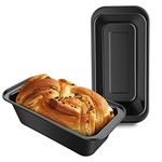 Loaf Pan 8.5 x 4.5 Inch, Beasea Set of 2 Bread Baking Pans Nonstick Bakeware Loaf Baking Pans, Carbon Steel Bread Loaf Pans - Black