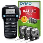 DYMO LabelManager 160 Label Maker Starter Kit with 3 Rolls of D1 Label Tape | Handheld Label Printer Machine | QWERTY Keyboard | Ideal for Office or Home
