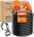 Nilight 50FT EV Dryer Extension Cord 3 Prong 30 Amp NEMA 10-30P 10-30R Old Extensions Cable Heavy Duty 10 Gauge Pure Copper Wire UL Listed 125/250V for Level 2 Using