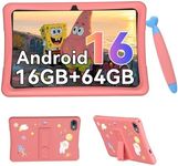 VekfulPC Kids Tablet 10 inch, Android 16 Tablet for Kids Space, Parental Control, 16GB RAM 64GB ROM, 2TB Expand, Includes Case & Stylus Pen, Pre-Installed Educational Apps, Eye Protection, Pink