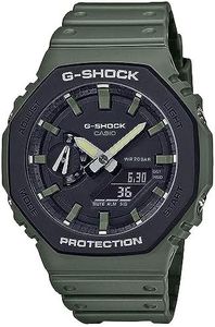 CASIO Men's G-Shock Street Utility Analog-Digital Watch, Black & Bezel Face, Green Band