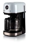 Ariete 1396 Modern Drip Coffee Maker, American Coffee, Capacity up to 15 Cups, Heating Base, LCD Display, Removable & Washable Filters, White