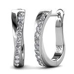 Hoop Loop Earrings for Women18K White Gold with Sparkling Element Crystal with Jewellery Box for Women Wife Mother Daughter(HOOP5)