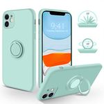 SouliGo iPhone 11 Case Silicone Gel iPhone 11 Cover 360° Ring Holder Kickstand for Magnetic Car Mount Slim Fit Soft Rubber Anti-Scratch Protective Phone Cases for iPhone 11 6.1" - Light Green