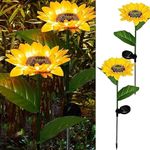 CS3HUB Sunflower Solar Led Lights with Stake | Garden Waterproof Decorative Light | for Outdoor Yard Pathway Outside Patio Lawn Balcony Pack of 2