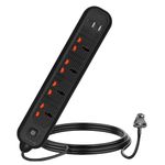 ZEBRONICS Power BAR 145, Extension Board/Strip, 2000 Watts, 10 Amps, 1x Type C Port, 4X Universal Socket, 2X USB Port, LED Indicator, On/Off Switch, Wall Mountable, 5 Meter
