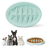 Cat Slow Feeder Bowl, Anti-Gulping Cat Puzzle Feeder Bowl, Non-Slip Fishbone Design Dry Wet Food Bowl For Cat and Puppy (Green)