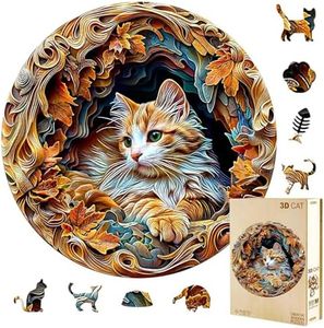 Jollitot Wooden Puzzles Adults, 3D Cat Puzzle Wooden Puzzles 435 Pieces, Unique Animal Shaped Wood Challenging Jigsaw Puzzles Gifts for Women Cat Lovers Adults, 17.3 * 17.3in