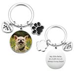 Jovivi Photo Keyring Personalised Custom Dog Paw Prints Pet Memorial Gifts Engraved Picture Text Date Name Keychain Present for Women Men Couples Best Friends