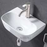 Nirant Ceramic Wall Mount Wash Basin | Wall Hung Glossy White Finish | Wall Mounted Sink | Bathroom Sink | Kitchen Sink | Outdoor Sink | Bathroom wash basin | bathroom basin |(Vega)