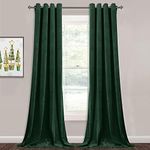 StangH Dark Green Velvet Curtains 108 - Extra Long Grommet Blackout Sliding Door Curtain Panels Privacy Assured Room Divider Curtains for Temporary Office/Shared Space, W52 x L108, 2 Panels