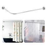 Trintion Shower Curtain Rods, L Shape (60-80 x 100-160 cm) Curved Bathtub Rail Extendable Stainless Steel Shower Corner Curtain Rail for Bathroom Fitting Room