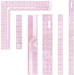 6 Pieces Transparent Ruler Clear Plastic Ruler Beveled French Inch Metric Ruler Sewing Rulers L-Square Rulers Measuring Tool Ruler Set with 2 Grid Scales for Clothes Design