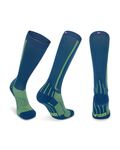 DANISH ENDURANCE Running Compression Socks, Flight Socks, 21–26mmHg, Graduated, for Men & Women, Unisex, Blue/Neon Yellow, 39–42