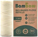 Vegan Refill Dental Floss | Refillable Tooth Floss | Candelilla Wax | Plastic Free Dental Tape | Zero Waste Floss | Eco Floss | Mint | 2 x 55 Yards | Bambaw