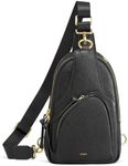 Kattee Sling Bag for Women, Leather Fanny Packs Crossbody Purse, Small Chest Bag with RFID Blocking, Black