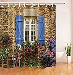 Nyngei garden shower curtain outdoor，Waterproof Design and Polyester, Quick-Drying，3d shower curtain bathroom 180×180CM，Durable and Washable with 12 Hooks