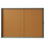 Quartet Enclosed Cork Bulletin Board, 56" x 39" or 18 Sheets, 2 Sliding Doors, Aluminum Frame (EISC3956)