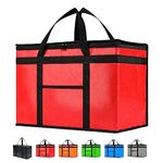 NZ home PRO Durable XXL Insulated Cooler Bag and Food Warmer for Food Delivery & Grocery Shopping with Zippered Top, Red Commercial Grade (1 Pack)