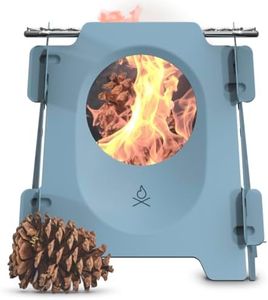 überleben Stöker - Flatpack Stove - Organic Fuel Burner with Grill & Canvas Sleeve - Stainless Steel with High-Temperature Ceramic Coat - Survival & Camping Gear - 6""x6"" Panels, 18oz - Smokey Blue, UB-STOK-20-SMBL