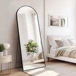 Leyden Arched Full Length Mirror 64''x21'', Aluminum Frame Full Body Floor Mirror with Stand, Black Wall Mounted Full Length Mirror Free Standing Mirror Home Decoration for Bedroom,Living Room