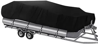 NEVERLAND Trailerable Boat Cover Waterproof Heavy Duty Marine Grade Polyester Canvas Fits Pontoon/Deck Boats (Boat Length 21-24ft, Beam Width up to 104", Black)