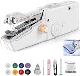 VxoDhuuo Mini Sewing Machine, Handheld Sewing Machine, Portable Electric Sewing Machines for Beginners, Easy to Use, Easy Sewing of Clothes and Fabrics, Suitable for Home Travel DIY (White)